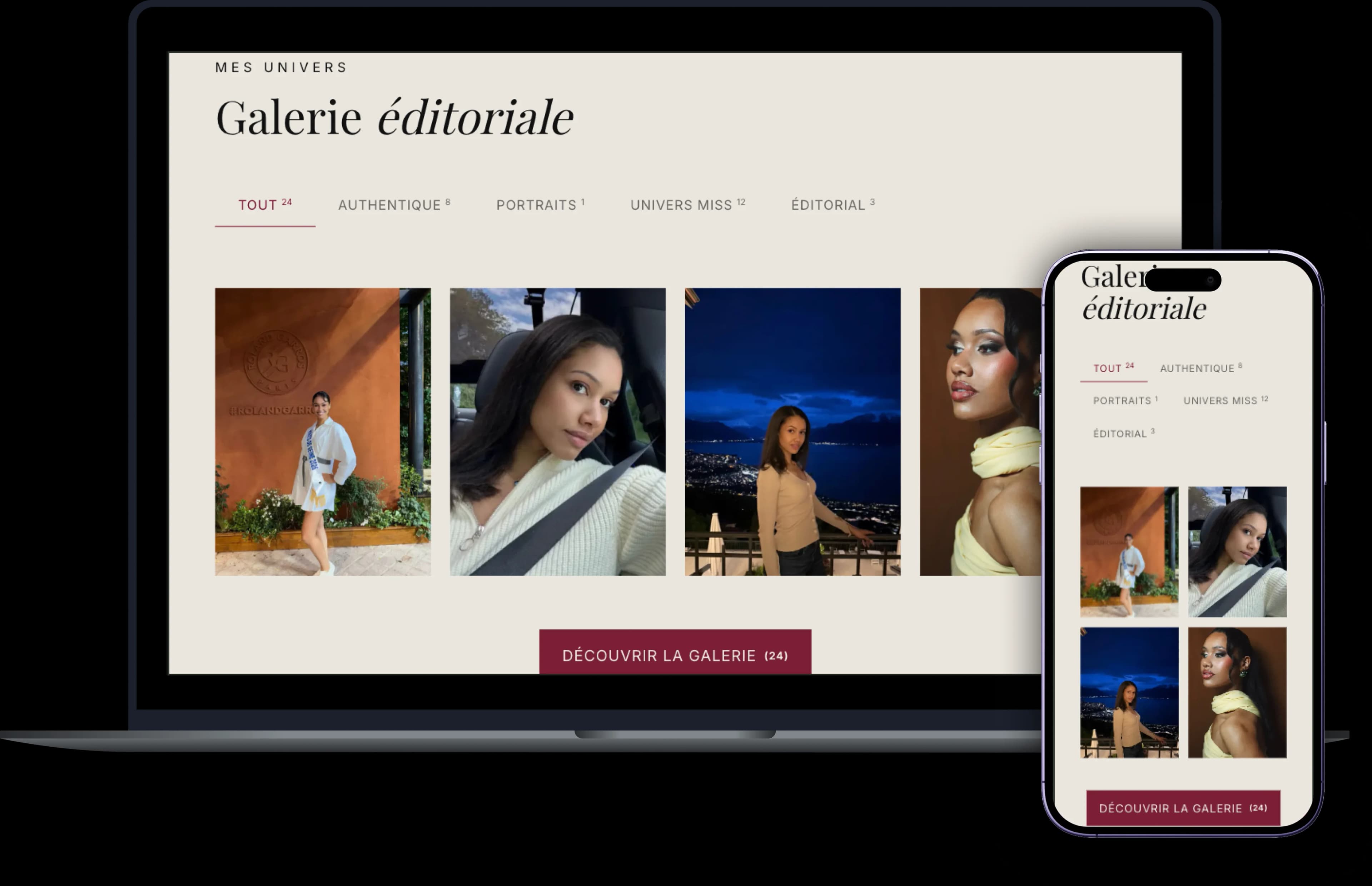 Section galerie du site vitrine Miss Île-de-France
