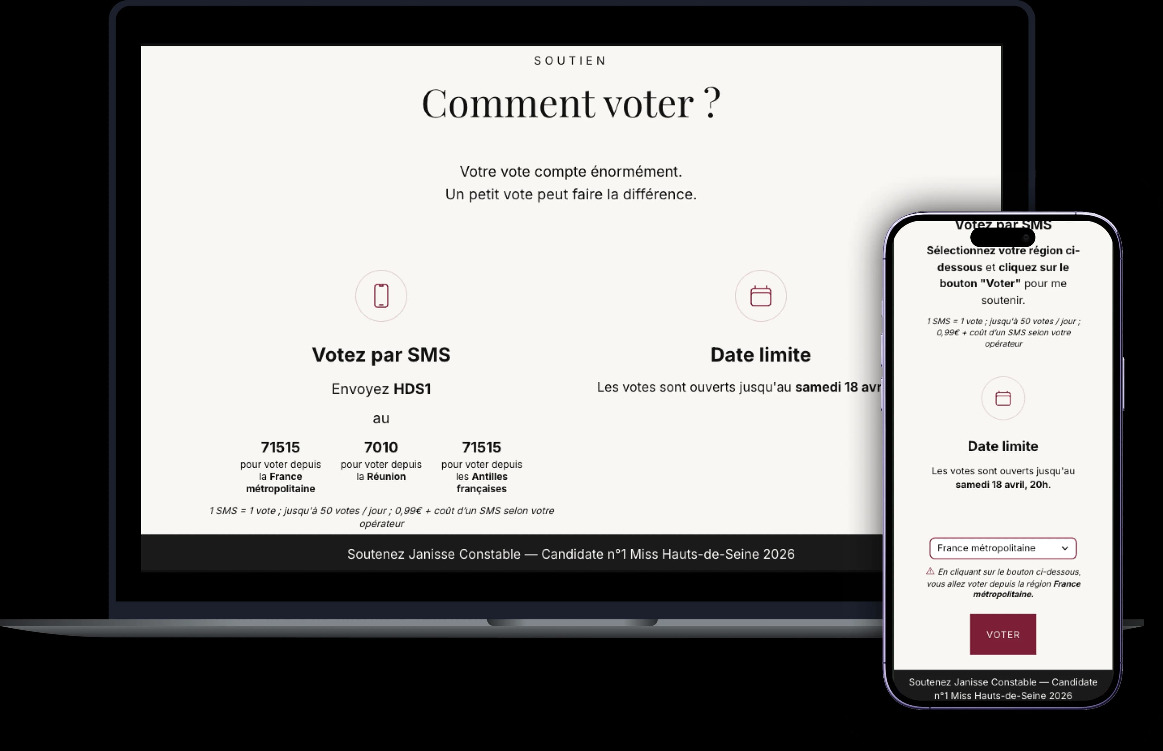Section vote du site vitrine Miss Hauts-de-Seine